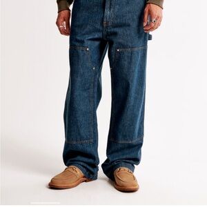 Abercrombie & Fitch relaxed fit denim , baggy work wear . Dark wash . New